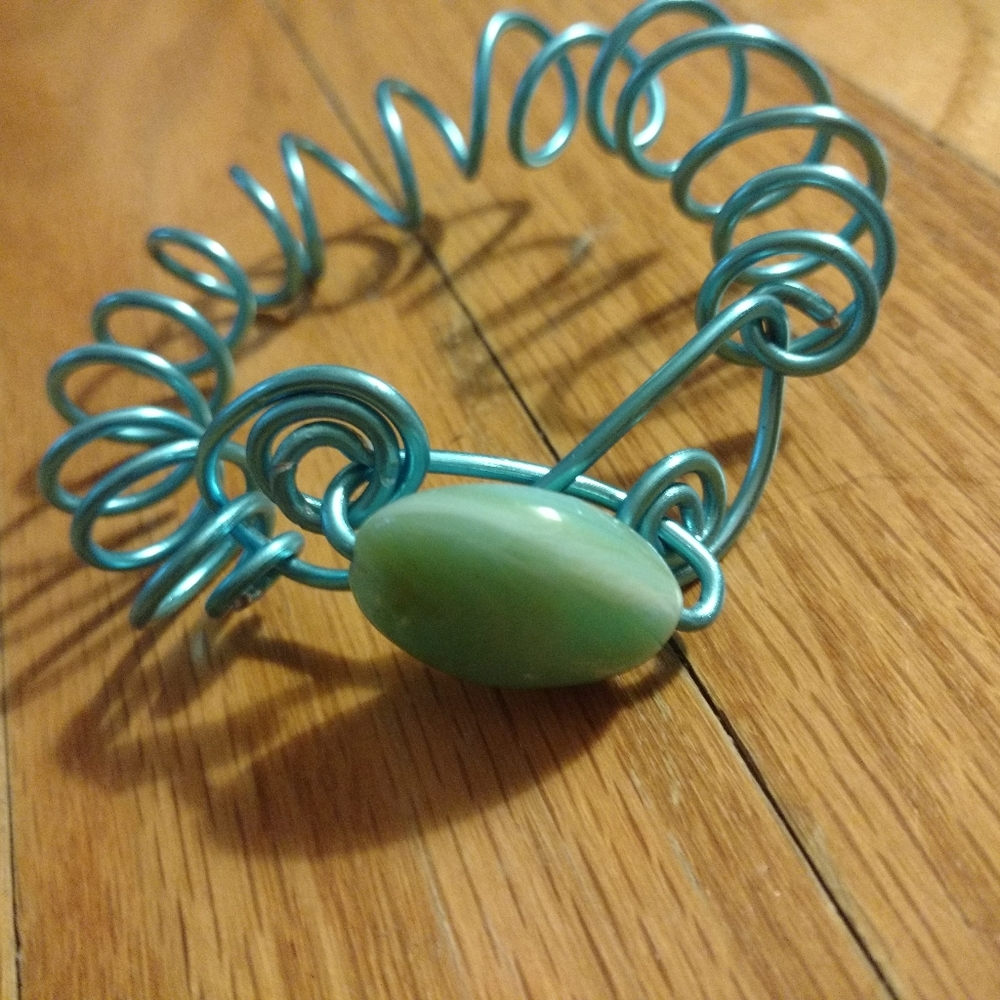 Coiled Up Blue Acrylic Gem Bracelet
